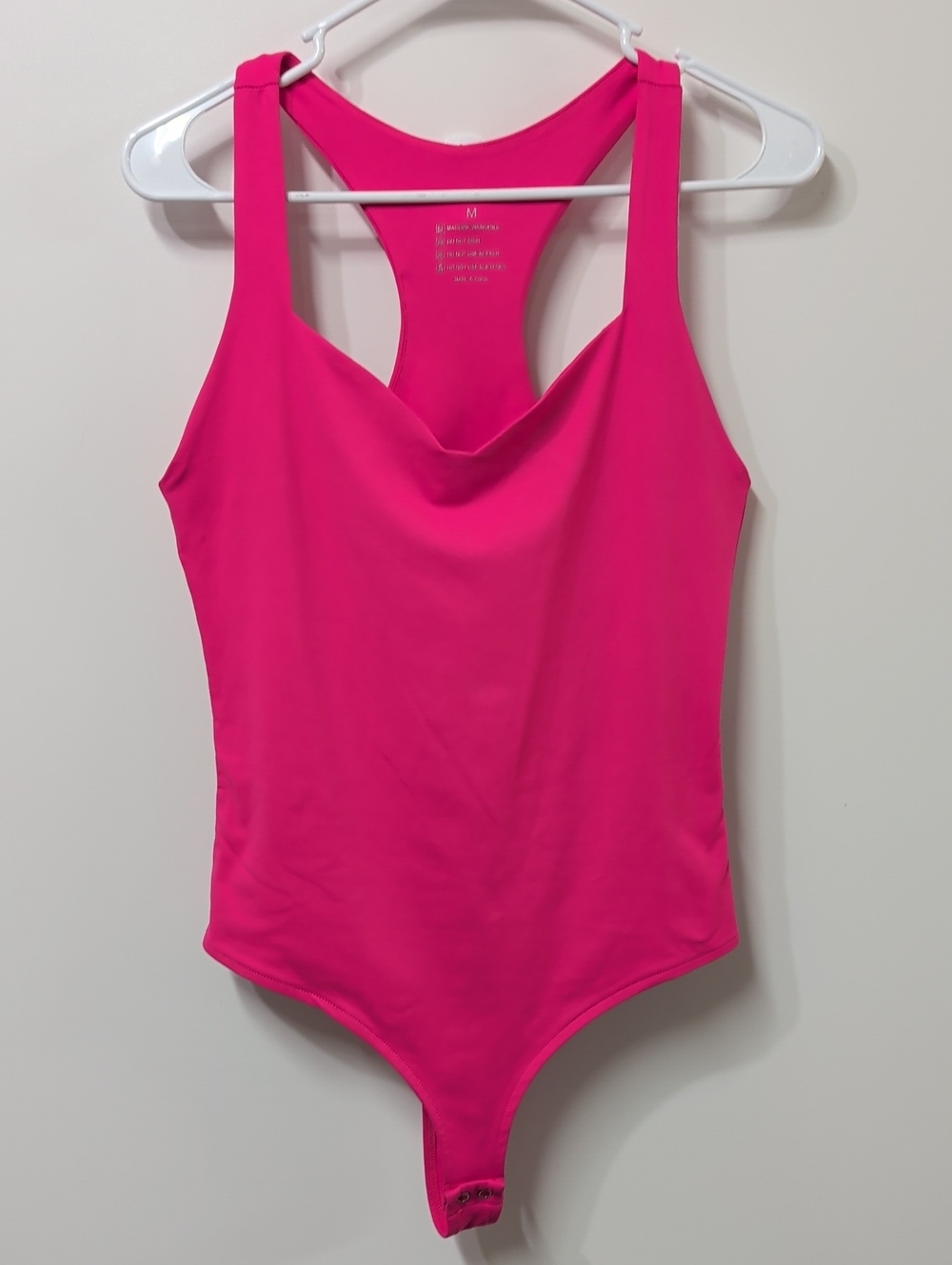 REORIA Bright Pink Scoop Neck Racerback Thong Bodysuit